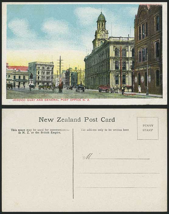 N.Z. Old Postcard JEROVIO QUAY, General Post Office GPO