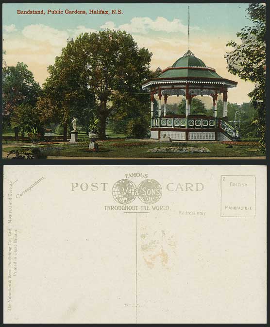 Canada Old Postcard Public Gardens Bandstand Halifax NS