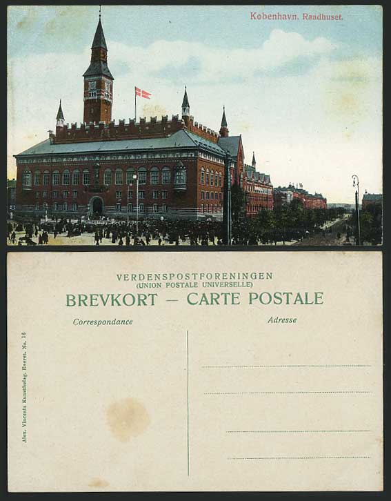 Denmark Copenhagen - TOWN HALL Old Postcard Kobenhavn Raadhuset