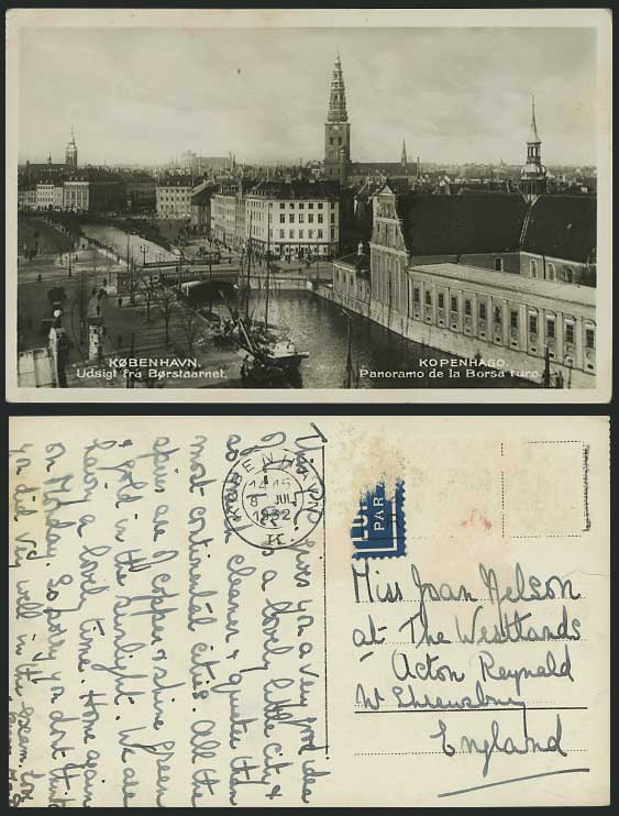 Copenhagen 1932 RP Postcard Kobenhavn Borsa Turo Bridge