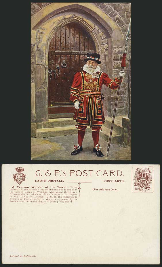 YEOMAN WANDER London Tower Old ART Postcard Beefeater