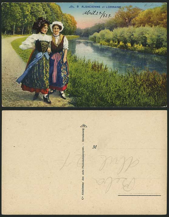 ALSACIENNES & LORRAINE Women Costumes 1927 Old Postcard