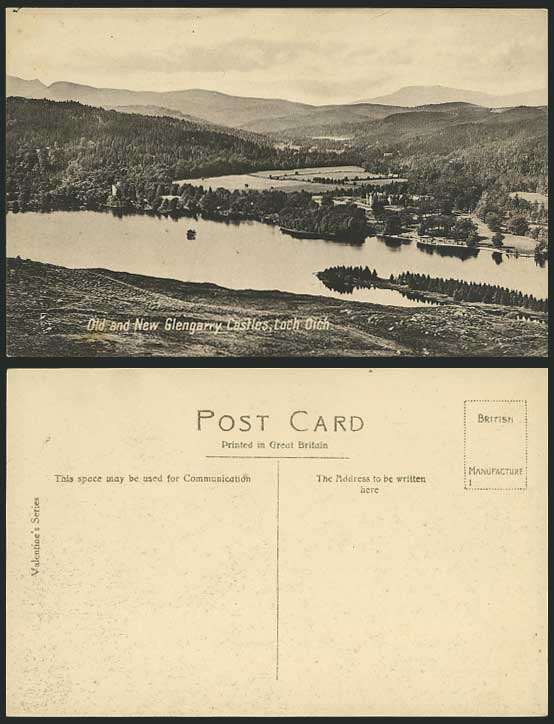 LOCH OICH Vintage Postcard Old & New Glengarry Castles