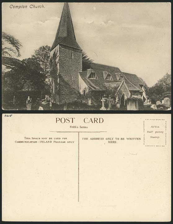 Surrey Old Frith's Postcard COMPTON CHURCH & Churchyard