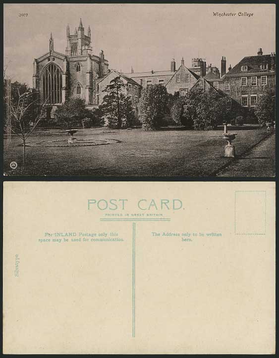 Hampshire Old Postcard WINCHESTER COLLEGE Gardens Trees