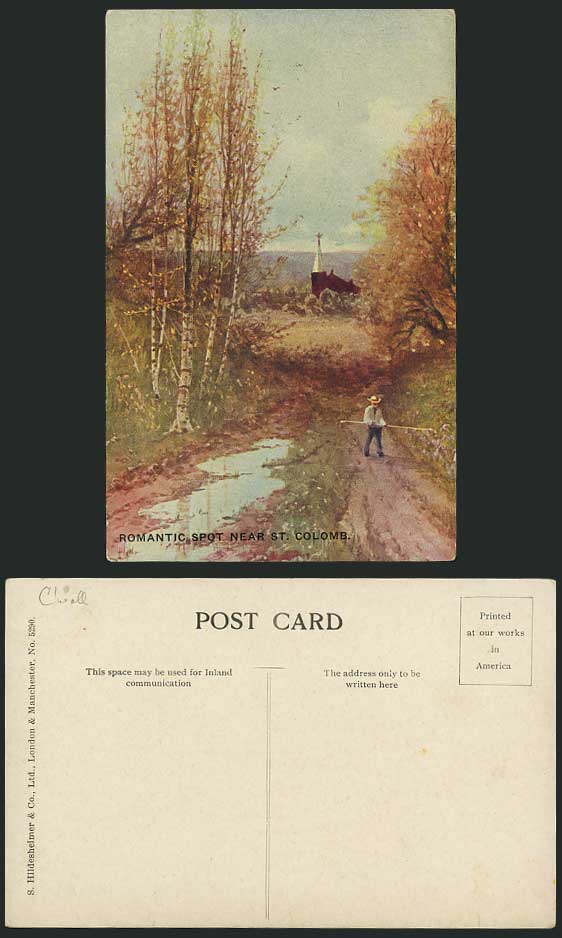 France Old Art Drawn Postcard Romantic Spot ST. COLOMB