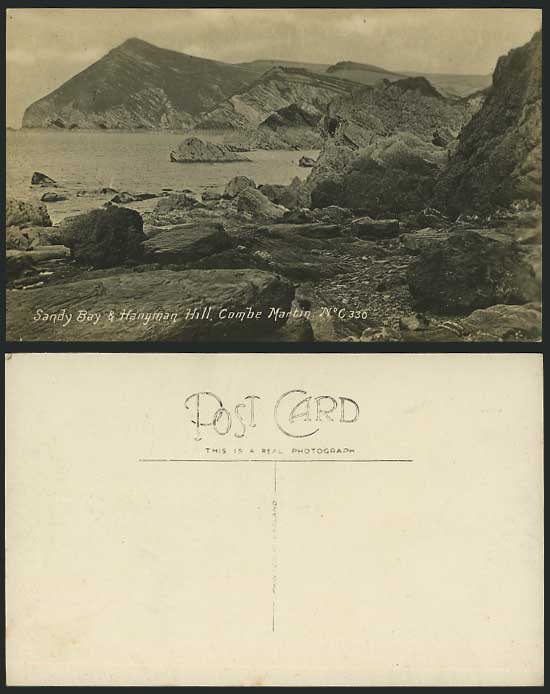 COMBE MARTIN Sandy Bay & Hangman Hill Old R.P. Postcard