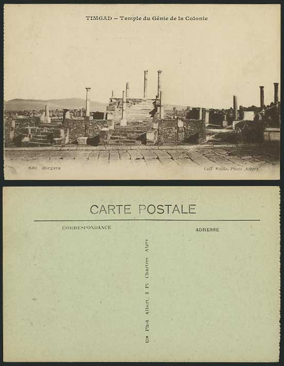 Algeria Old Postcard TIMGAD, Temple Genie de la Colonie
