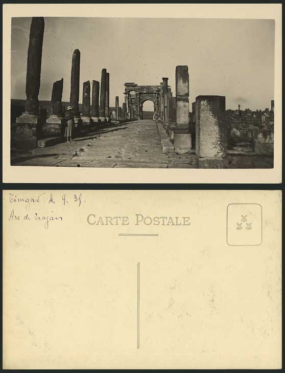 Algeria 1939 Old RP Postcard TIMGAD Ruins Arc de Trajan