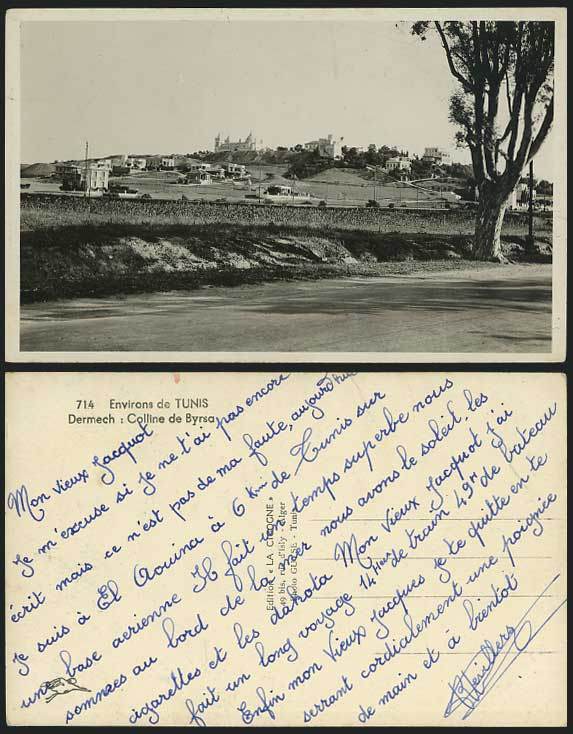 Tunisia Old RP Postcard Tunis Dermech, Colline de Byrsa