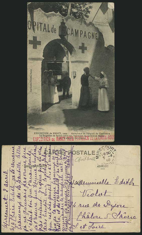 RED CROSS, Ambulance Exhibition Nancy 1909 Old Postcard