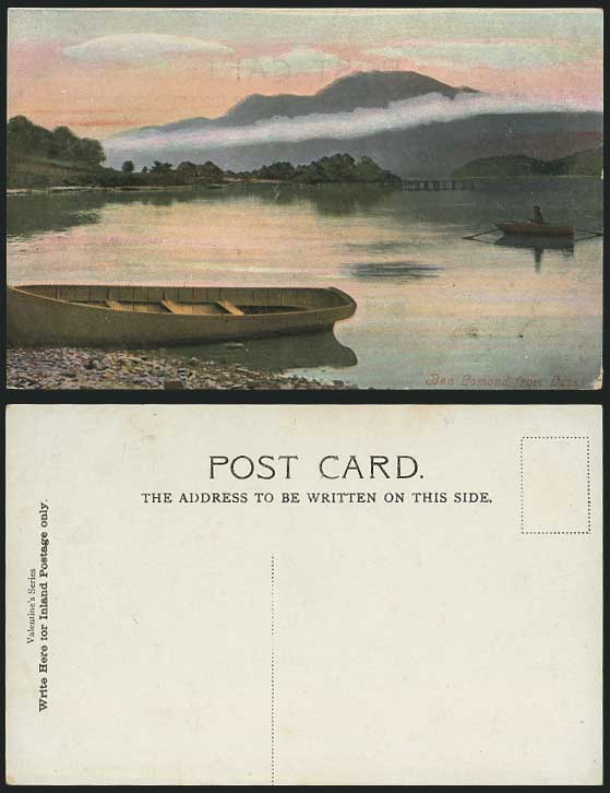 BEN LOMOND FROM LUSS Boats Boating on Lake Old Postcard