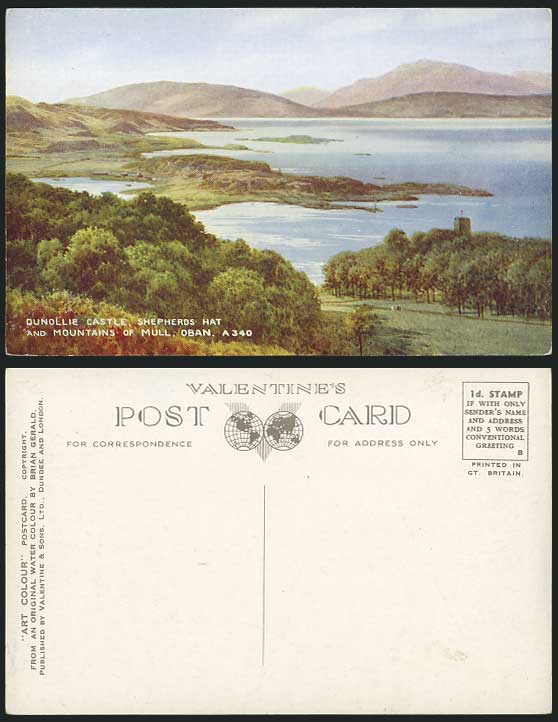 Dunollie Castle Shepherds Hat Mt Mull Oban Old Postcard
