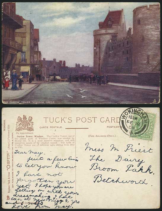Windsor Castle CURFEW TOWER 1908 Tuck Oilette Postcard