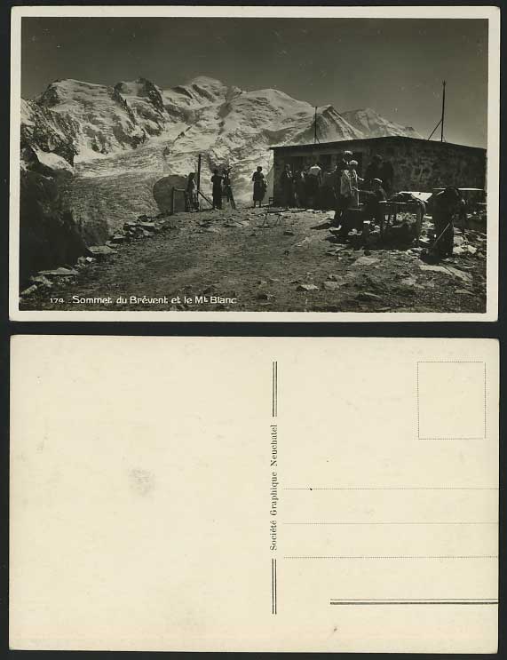 Sommet du Brevent et le Mt Blanc Binocular Old Postcard