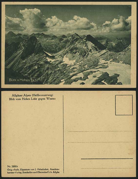 Hohen Licht Westen, Germany Old Postcard Snow Mountains