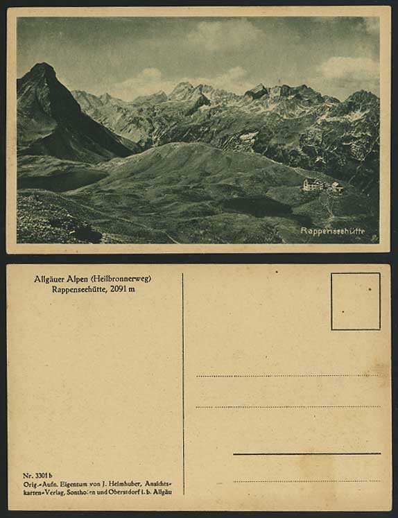 Germany RAPPENSEEHUETTE Old Postcard Mountains Panorama