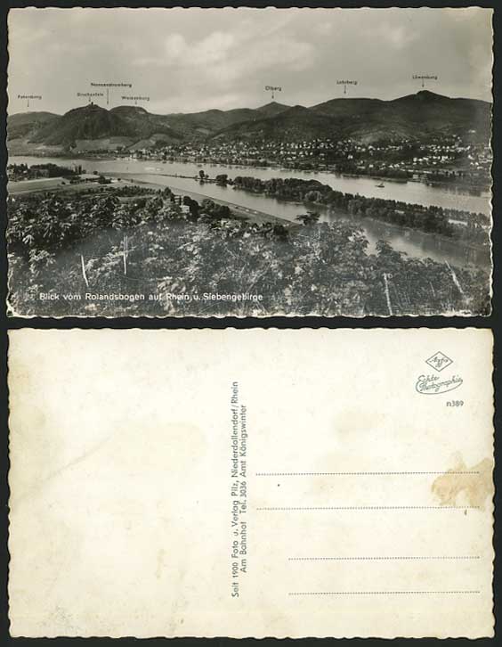 Germany Old Postcard Rolandsbogen Rhein u SIEBENGEBIRGE