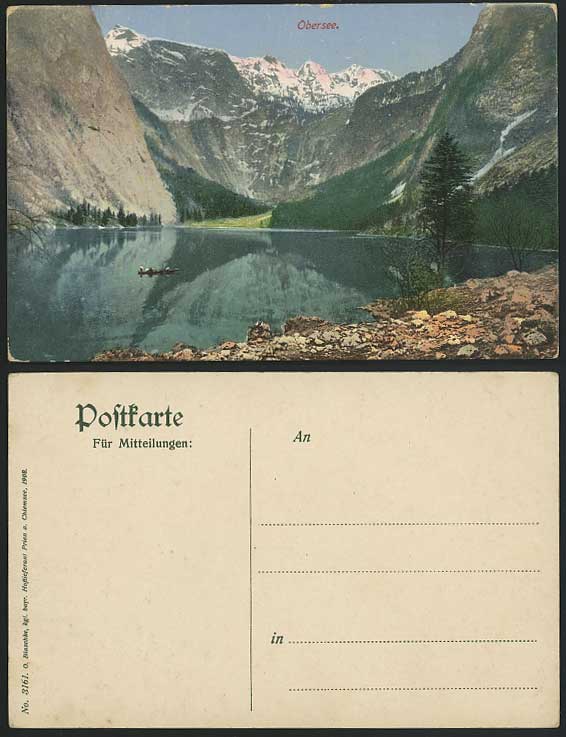Germany Bavaria Old Postcard Mountains OBERSEE Panorama