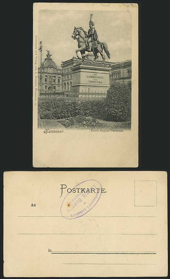 Hannover Ernst-August Denkmal Old Postcard Horse Rider