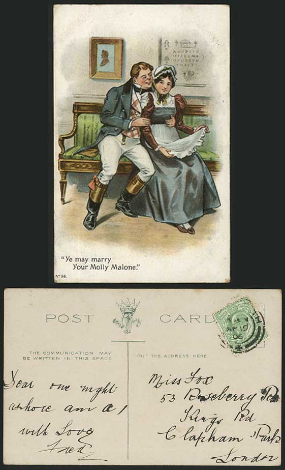 Ye May Marry Your Molly Malone. Comic 1906 Old Postcard