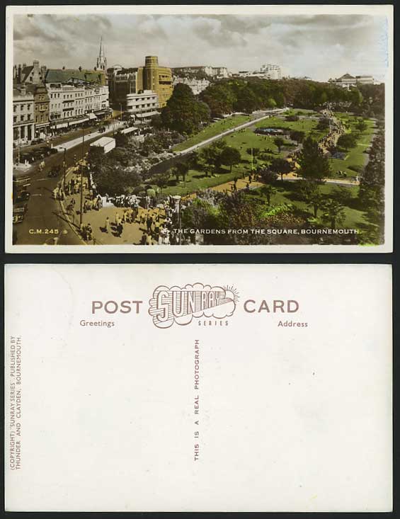 BOURNEMOUTH Old Colour Postcard Gardens from the Square
