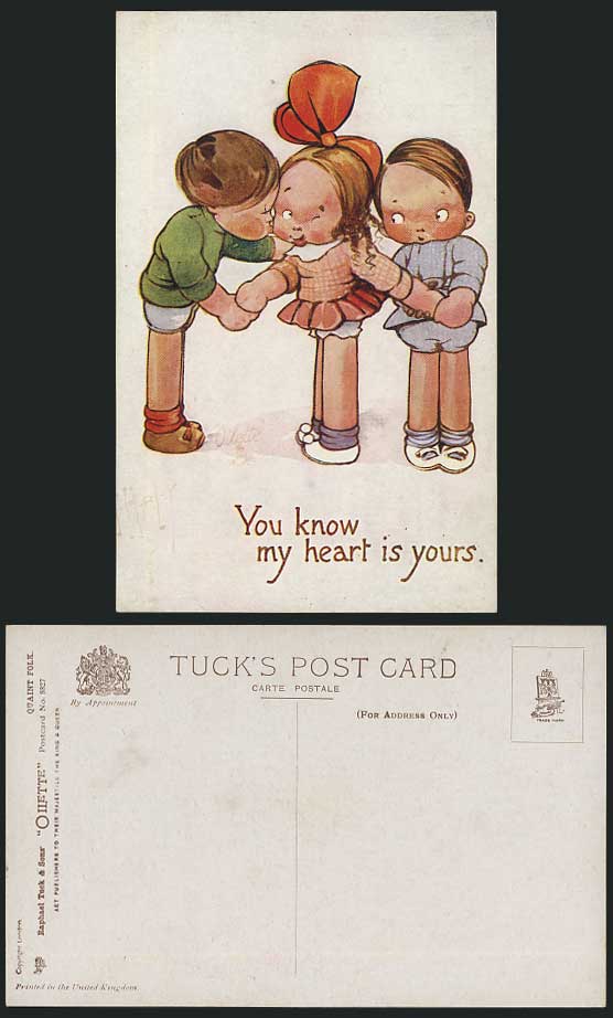 Tuck's Oilette Quaint Folk Old Postcard My Heart, Yours
