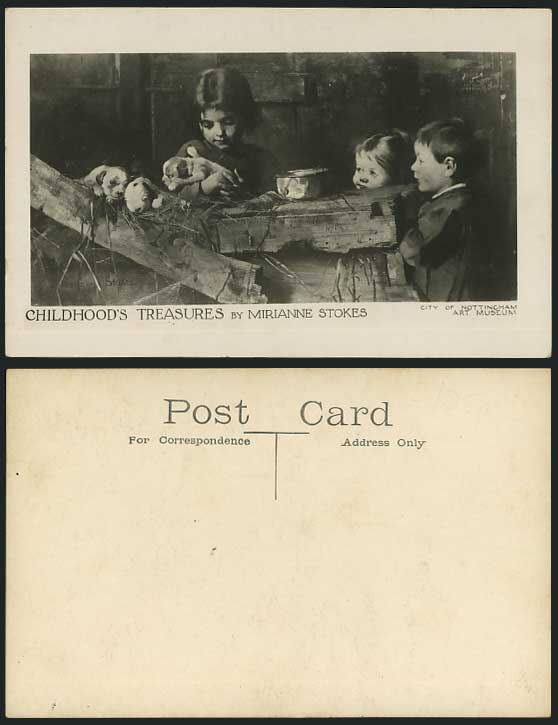Mirianne Stokes Childhood's Treasures Dogs Old Postcard