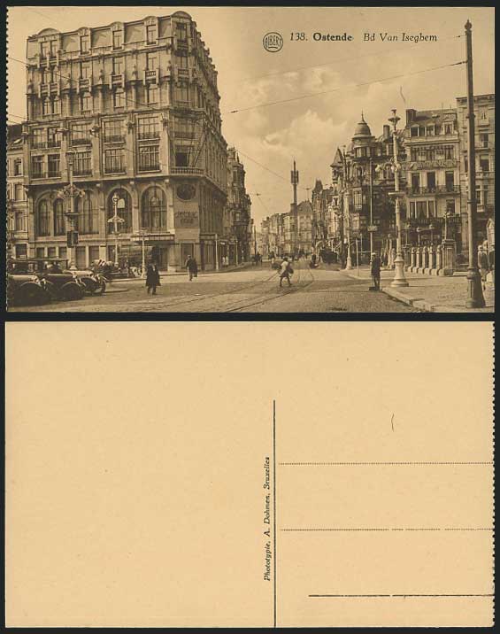 OSTENDE Old Postcard Bd Van Iseghem Imperial Club, Cars