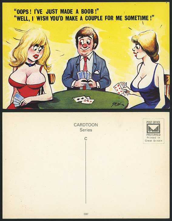 Comic PROF Old Postcard POKER CARD GAME - I Made a Boom