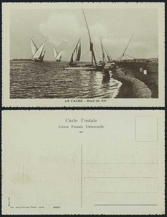 Egypt Old Postcard Cairo Bord du Nil Nile Sailing Boats