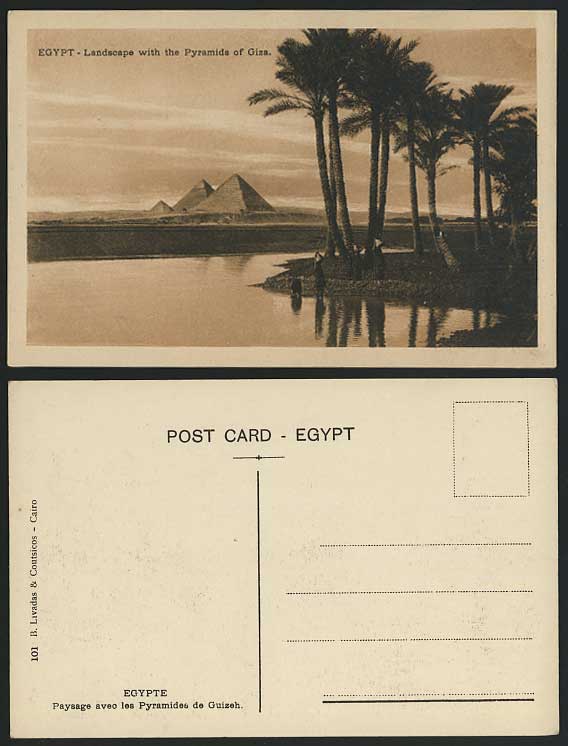 Egypt Old Postcard Landscape of Pyramids of GIZA Gizeh Panorama General View Nil