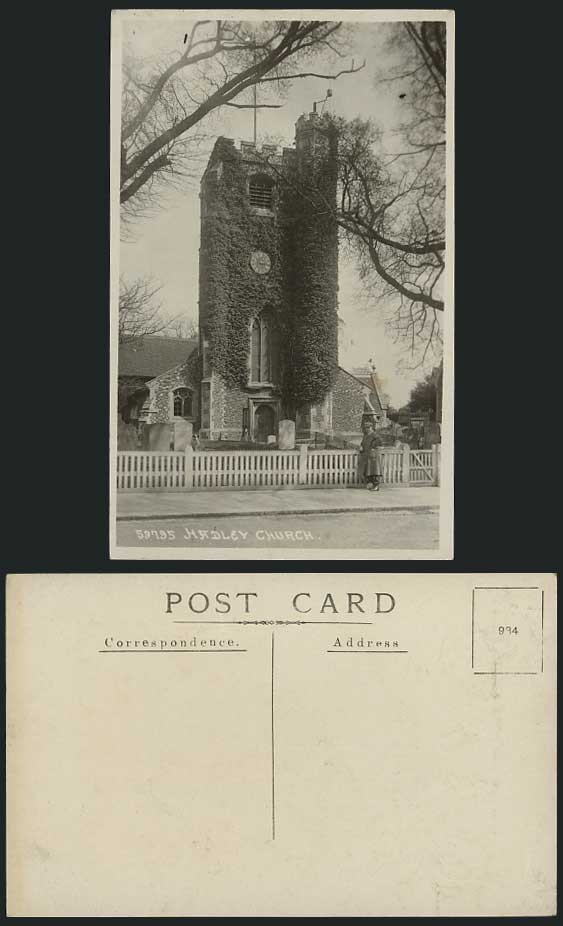Middlesex Old Postcard HADLEY CHURCH, Clock Tower & Man