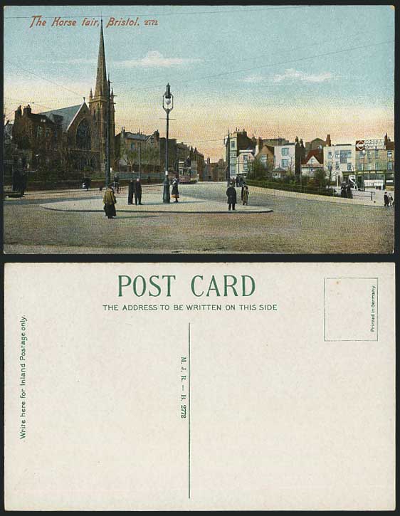 Bristol The HORSE FAIR Street Scene & TRAM Old Postcard