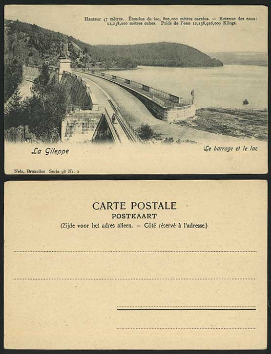 Belgium Old Postcard LA GILEPPE, Barrage et le Lac LAKE
