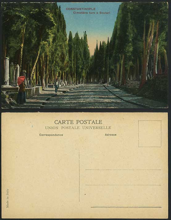 Turkey Constantinople Cemetery Old Colour Postcard Cimetiere Turc a Scutari