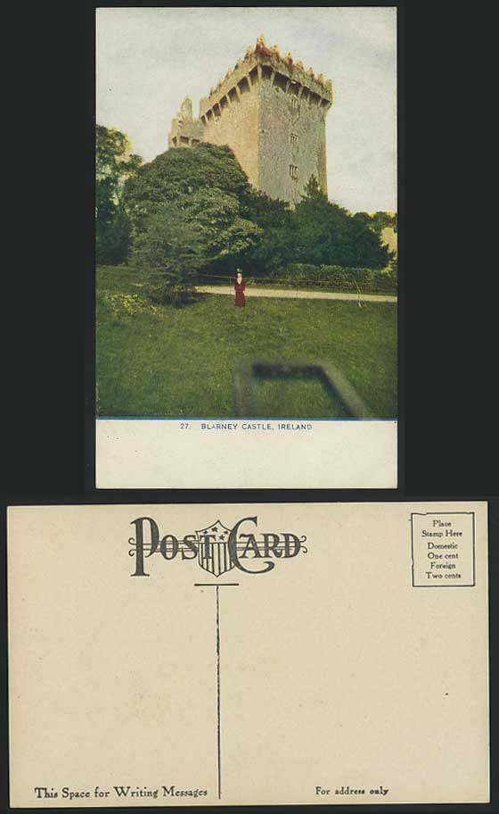 Ireland Co. Cork Old Postcard BLARNEY CASTLE Woman Lady
