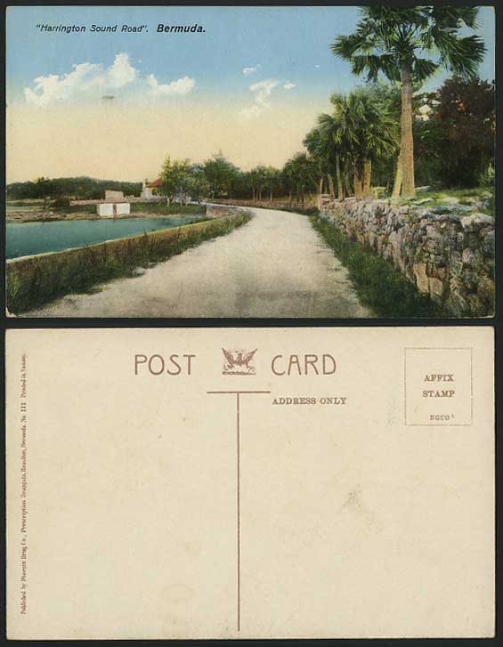 Bermuda Old Colour Postcard Harrington Sound Road Scene
