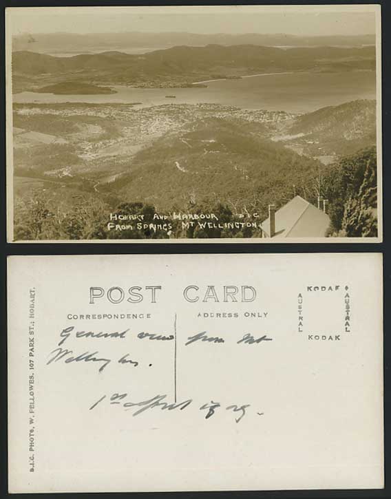 Australia HOBART HARBOUR Springs Mt. Wellington Tasmania 1929 Old R.P. Postcard