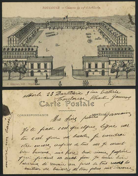 Toulouse Caserne, 23e Artillerie Artillery Old Postcard