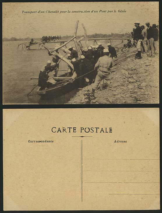 WW1 Transport Chevalet Bridge Construction Old Postcard