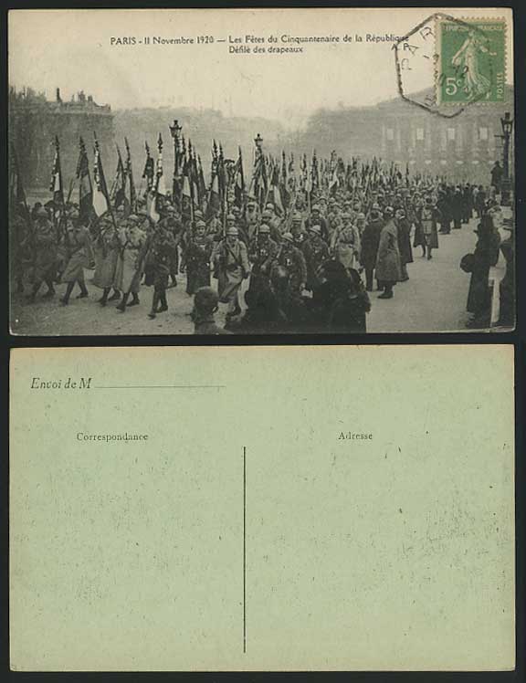 WW1 Fetes Cinquantenaire Republique Paris 1920 Postcard