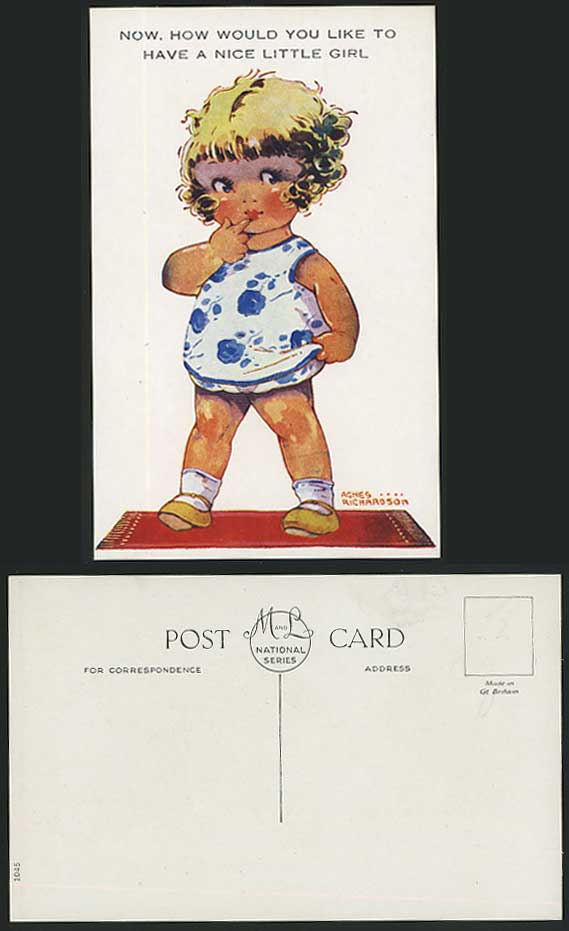 AGNES RICHARDSON Artist Signed Old Postcard - Have A Nice Little Girl Children