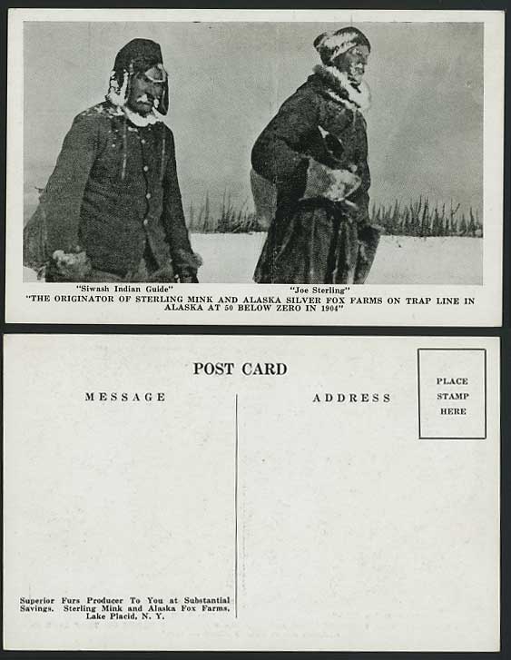 Eskimo - Alaska Silver Fox Farms 1904 Old Postcard Furs