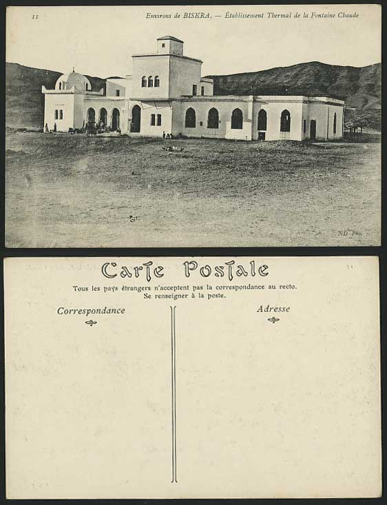 Algeria Old Postcard BISKRA Thermal de Fontaine Chaude