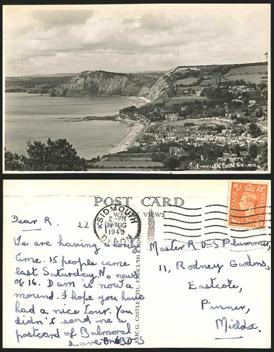Devon 1949 Old RP Postcard SIDMOUTH Panorama East Devon