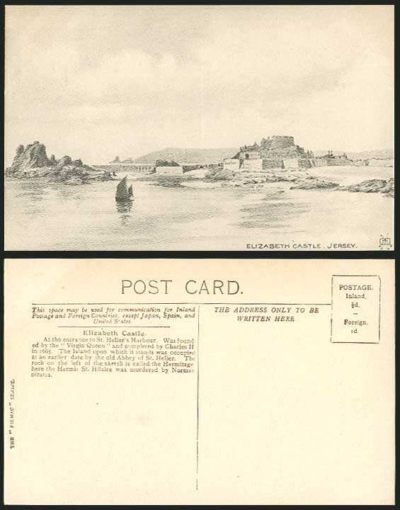 Elizabeth Castle Jersey Old Postcard St Heliers Harbour