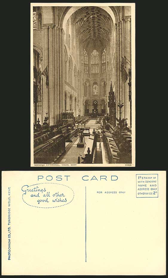 Norwich Cathedral - Interior - Choir, East Old Postcard