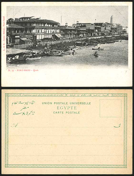 Egypt Old Postcard PORT SAID Quai Quay LIGHTHOUSE Boats