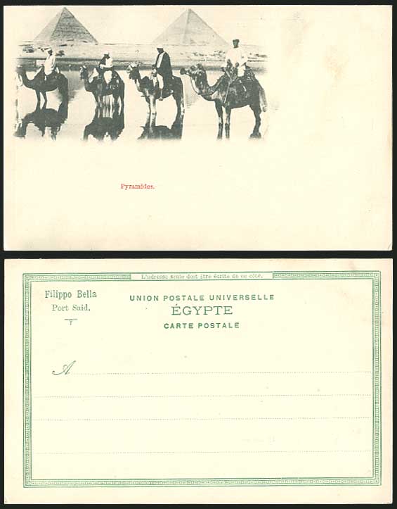 Egypt Old Postcard Cairo PYRAMIDS Camel Riders & Camels